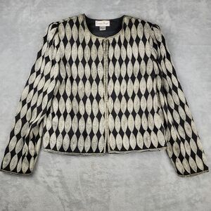 Laurence Kazar Women's Evening Jacket Blazer Silk Embroidered Petite Size L PL